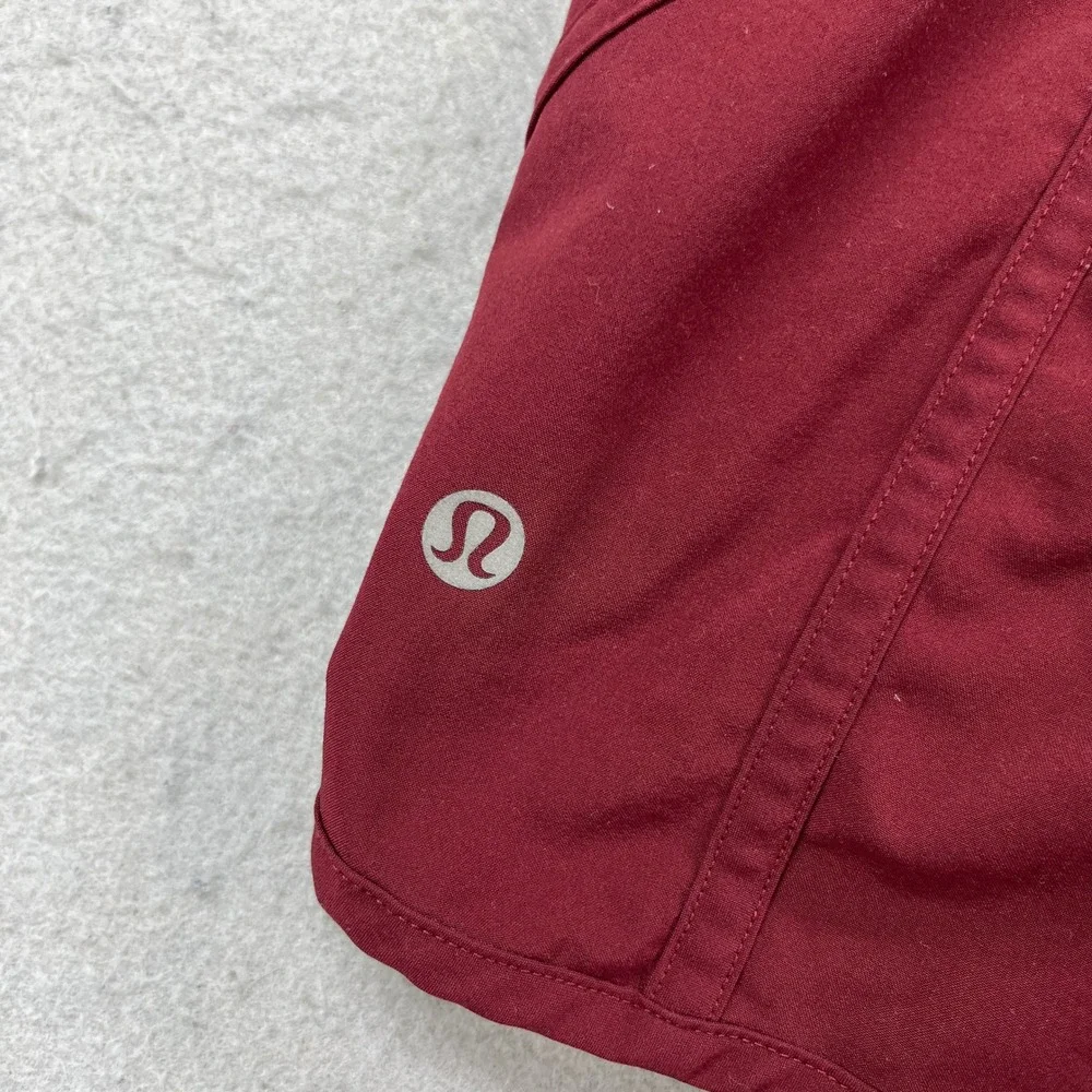 Lululemon Tracker Shorts Womens 4 Burgundy Zip Pocket Lightweight Running Gym